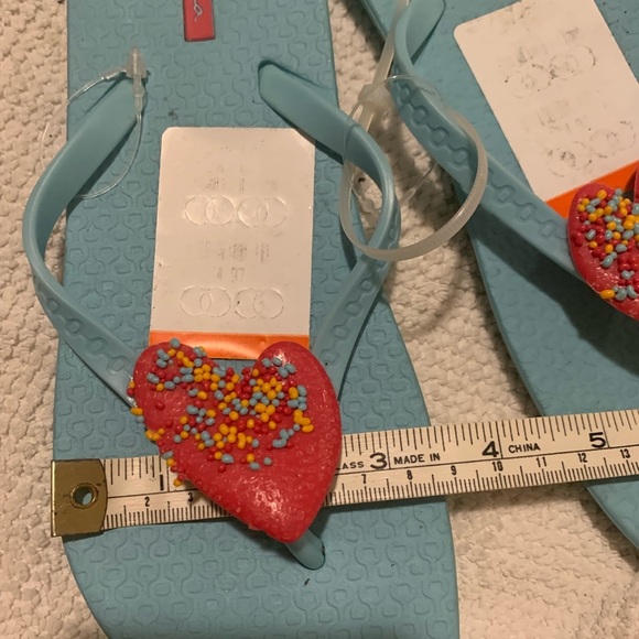 Blue Flip Flops with Red Heart Accents - Picture 3 of 4